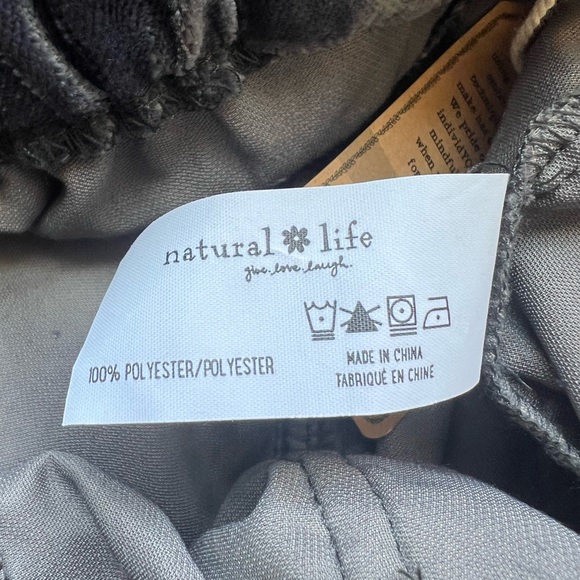 NWT Natural Life Medium Dakota Tie Velvet Overalls Jumper Charcoal Wide Leg Boho - Picture 8 of 11